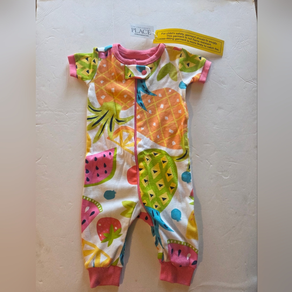 The Children's Place Multicolor Fruit Print Footless One Piece 0-3mo NWT